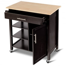 Load image into Gallery viewer, 4-Tier Rolling Wood Kitchen Trolley Island Storage Cabinet
