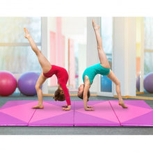 Load image into Gallery viewer, 4&quot; x 10&quot; x 2&quot; Gymnastics Mat Folding Portable Exercise Aerobics Fitness-Purple
