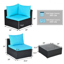 Load image into Gallery viewer, 7-Piece Outdoor Wicker Patio Sofa Set-Turquoise
