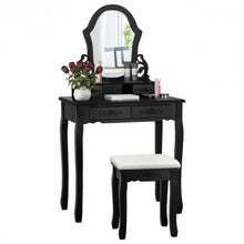 Load image into Gallery viewer, Vanity Makeup Dressing Table with a Mirror and 4 Drawers-Black
