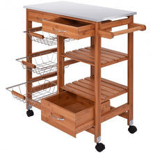 Load image into Gallery viewer, Bamboo Kitchen Shelf Island Trolley Cart
