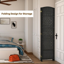 Load image into Gallery viewer, 6.5Ft 6-Panel Weave Folding Fiber Room Divider Screen-Black
