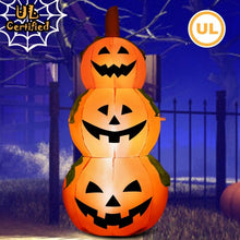 Load image into Gallery viewer, 5 Ft Halloween Inflatable 3-Pumpkin Stack Ghost
