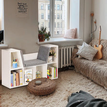 Load image into Gallery viewer, 6-Cubby Kid Storage Bookcase Cushioned Reading Nook

