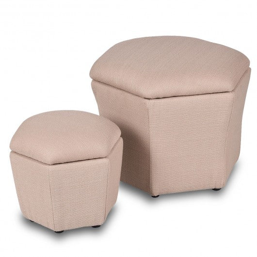 Set of 2 Ottomans Seat Storage Boxes