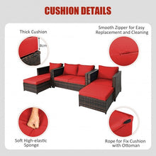 Load image into Gallery viewer, 5 Pcs Patio Cushioned Rattan Furniture Set-Red
