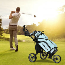 Load image into Gallery viewer, 3 Wheels Folding Golf Push Cart with Seat Scoreboard and Adjustable Handle-Gray
