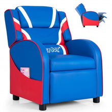 Load image into Gallery viewer, Kids Leather Recliner Chair with Side Pockets-Blue
