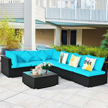Load image into Gallery viewer, 7-Piece Outdoor Wicker Patio Sofa Set-Turquoise
