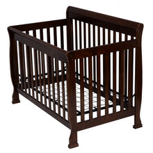 Load image into Gallery viewer, Coffee Pine Wood Baby Toddler Bed Convertible Crib
