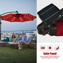 Load image into Gallery viewer, 10 Ft Solar LED Offset Umbrella with 40 Lights and Cross Base for Patio-Wine
