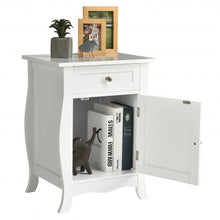 Load image into Gallery viewer, Wooden Accent End Table with Drawer Storage Cabinet Nightstand-White
