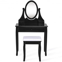 Load image into Gallery viewer, Vanity Wooden Makeup Dressing Table Stool Set -Black
