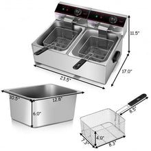 Load image into Gallery viewer, 5000W Dual Tank Electric Countertop Deep Fryer
