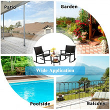 Load image into Gallery viewer, 3 Pcs Patio Rattan Rocking Chair Bistro Set with Coffee Table for Poolside Lawn

