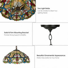Load image into Gallery viewer, Tiffany-Style 2-Light Ceiling Fixture Lamp with 16&quot; Shade
