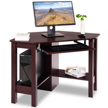 Load image into Gallery viewer, Wooden Study Computer Corner Desk with Drawer-Coffee
