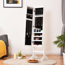 Load image into Gallery viewer, Modern LED Lights Mirrored Jewelry Storage Cabinet with Stand-White
