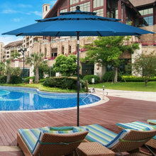 Load image into Gallery viewer, 10&#39; 3 Tier Patio Umbrella Aluminum Sunshade Shelter Double Vented-Blue
