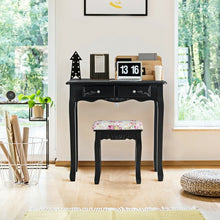 Load image into Gallery viewer, 4 Drawers Vanity Wood Makeup Dressing Table Set with Mirror-Black
