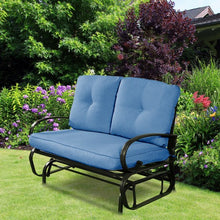 Load image into Gallery viewer, Outdoor Patio Cushioned Rocking Bench Loveseat-Blue
