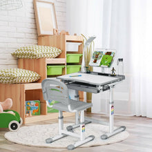 Load image into Gallery viewer, Adjustable Kids Desk Chair Set with Lamp and Bookstand-Gray

