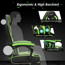 Load image into Gallery viewer, Computer Massage Gaming Recliner Chair with Footrest-Green
