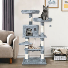 Load image into Gallery viewer, 55&quot; Multi-Level Kitten Activity Tower with Hammock-Light Gray
