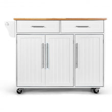 Load image into Gallery viewer, Kitchen Island Trolley Cart Wood Top Rolling Storage Cabinet-White
