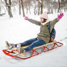 Load image into Gallery viewer, 54&quot; Kids Wooden Snow Sled w/ Metal Runners &amp; Steering Bar
