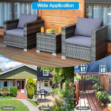 Load image into Gallery viewer, 3 Pcs Patio Rattan Furniture Bistro Set with Cushioned Sofa
