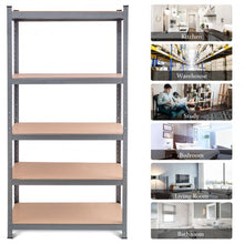 Load image into Gallery viewer, 71&quot; Heavy Duty Steel Adjustable 5 Level Storage Shelves-Gray
