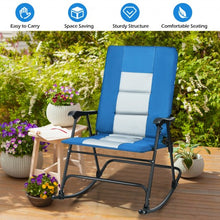 Load image into Gallery viewer, Foldable Rocking Padded Portable Camping Chair with Backrest and Armrest -Blue
