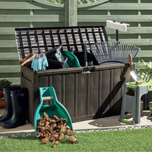 Load image into Gallery viewer, 80 Gallon Plastic Deck Storage Box Tool Box Patio Storage Container-Brown
