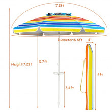 Load image into Gallery viewer, 7.2 FT Portable Outdoor Beach Umbrella with Sand Anchor and Tilt Mechanism for  Poolside and Garden-Multicolor
