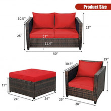 Load image into Gallery viewer, 5 Pcs Patio Cushioned Rattan Furniture Set-Red
