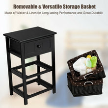 Load image into Gallery viewer, 3 Layer 1 Drawer Nightstand End Table with 2 Baskets-Black
