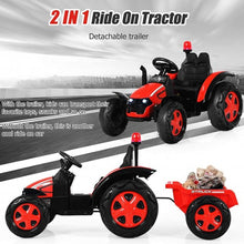 Load image into Gallery viewer, 2 in 1 Electric 12V Kids Ride on Car Tractor w/Remote Control LED Light Horn-Red
