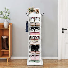 Load image into Gallery viewer, Rotated Shoe Rack 9 Tier Wooden Shoe Organizer -White
