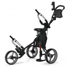 Load image into Gallery viewer, 3 Wheels Folding Golf Push Cart with Seat Scoreboard and Adjustable Handle-Gray
