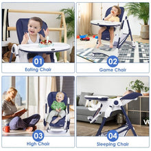 Load image into Gallery viewer, A-Shaped High Chair with 4 Lockable Wheels-Navy
