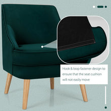 Load image into Gallery viewer, Velvet Upholstered Accent Chair with Rubber Wood Legs-Green
