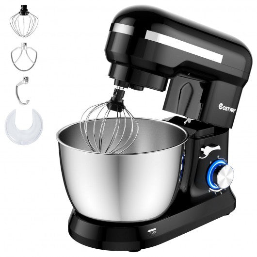4.8 Qt 8-speed Electric Food Mixer with Dough Hook Beater-Black
