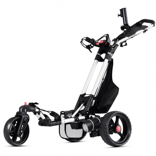 120 W Foldable Electric Golf Push Cart with Umbrella Holder