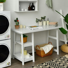 Load image into Gallery viewer, Trestle Computer Desk Home Office Workstation with Removable Shelves-White
