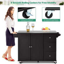 Load image into Gallery viewer, Kitchen Island 2-Door Storage Cabinet with Drawers and Stainless Steel Top-Deep Brown
