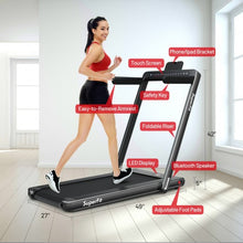 Load image into Gallery viewer, 2-in-1 Electric Motorized Folding Treadmill with Dual Display and Bluetooth Speaker-Black
