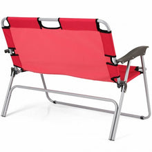 Load image into Gallery viewer, 2 Person Folding Camping Bench Portable Double Chair-Red
