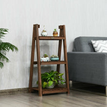 Load image into Gallery viewer, 3-Tier Folding Flower Stand Rack Wood Plant Storage Display Shelf
