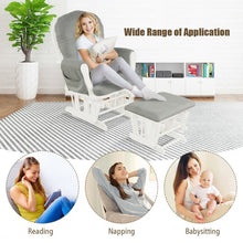 Load image into Gallery viewer, Baby Nursery Relax Rocker Rocking Chair Glider &amp; Ottoman Set-Light Gray

